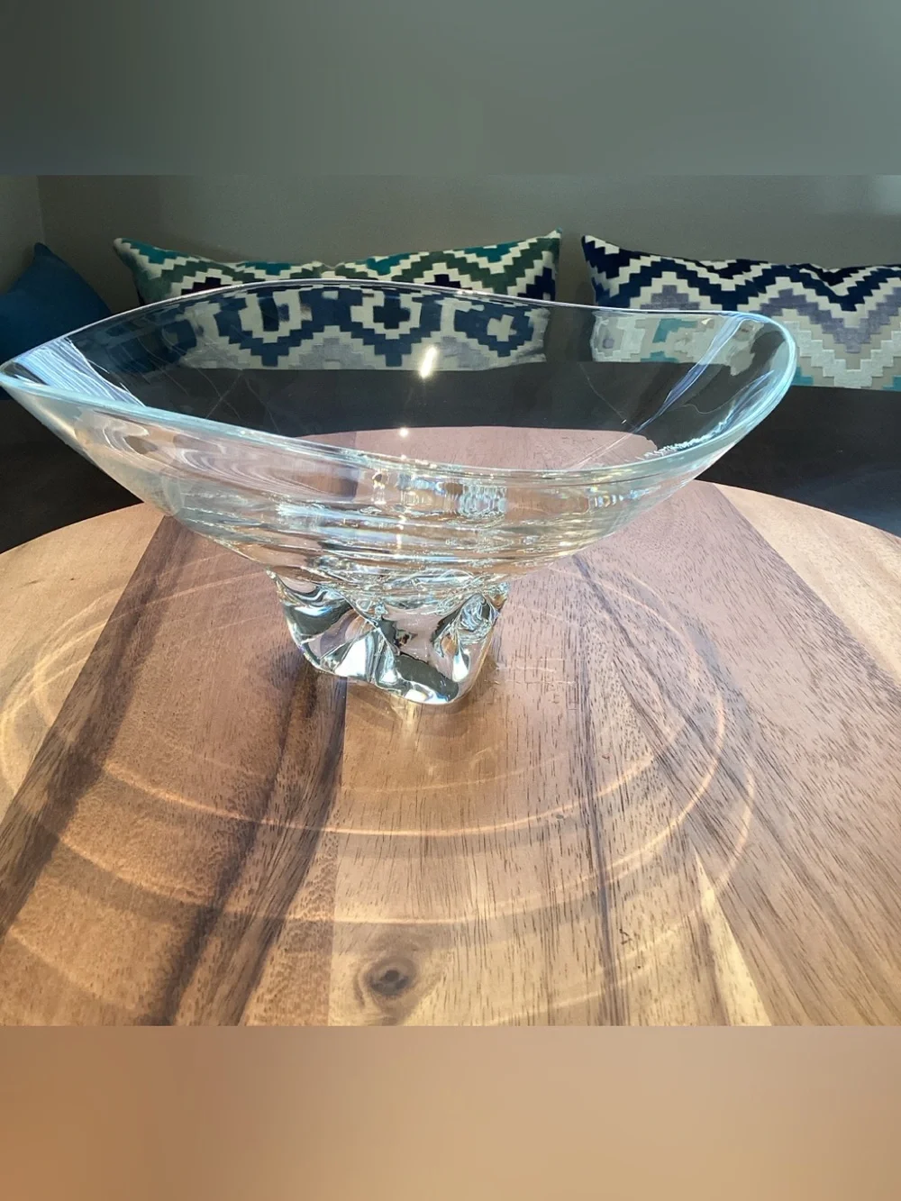 Steuben Vintage Crystal Footed Trillium Bowl Signed Model 8089 in EUC